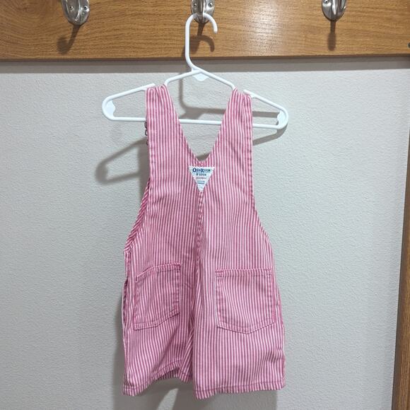 Vtg Oshkosh Bgosh Shortalls Girls Sz 2-3T Pink Engineer Stripe Classic 90s - Picture 3 of 4